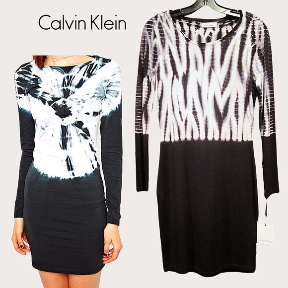 Calvin Klein NEW Glam Tie Dye Bodycon Knit Mini Dress S - Picture 1 of 11